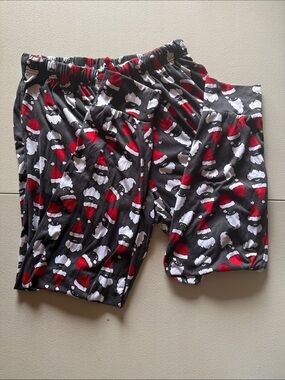 Santa's Treasures Men's Santa Print Lounge Shorts - Gray & Red size M